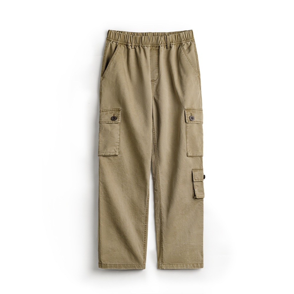 American Retro M51 Khaki Multi Pocket Casual Washed Distressed Straight Leg Pants
