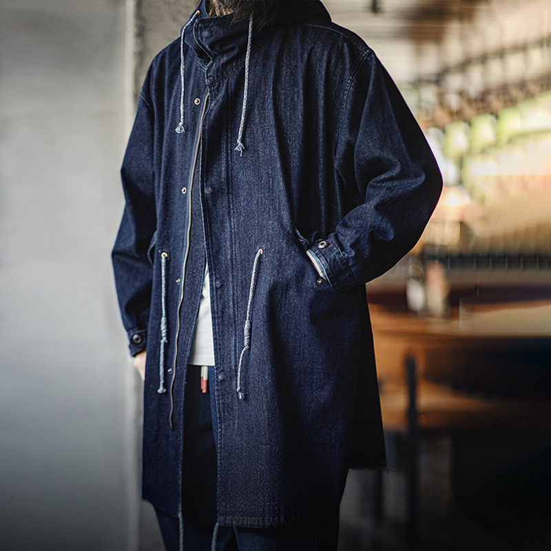 Maden vintage M51 denim fishtail windbreaker loose mid length hooded jacket