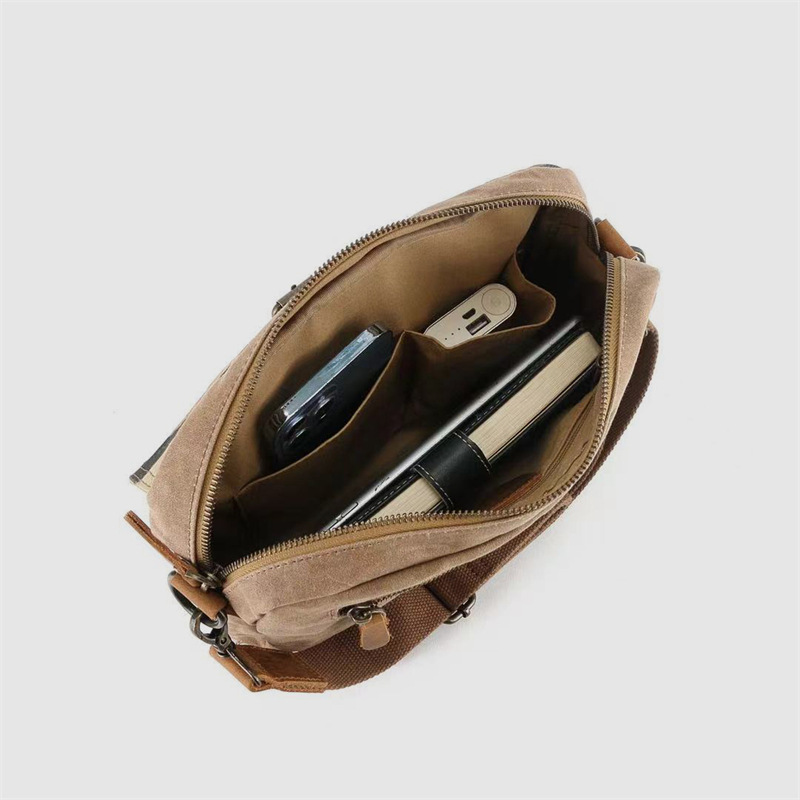 American retro men's camouflage oil wax canvas casual crossbody bag