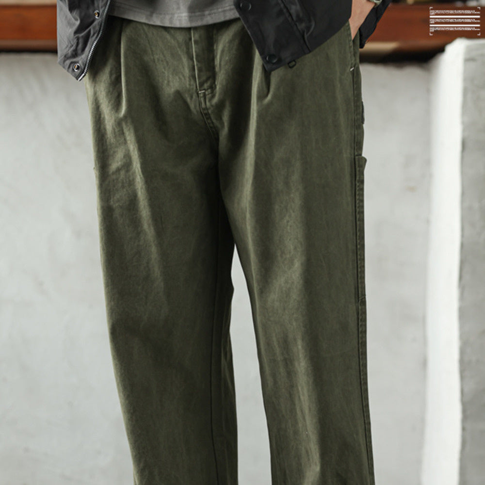 Vintage combed cotton workwear lumberjack pants vintage loose casual versatile wide-leg straight-leg pants