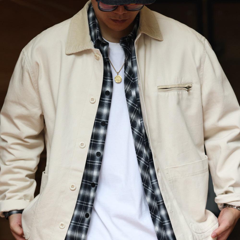 Michigan canvas jacket with two tone collar and washed J97 workwear hunting jacket