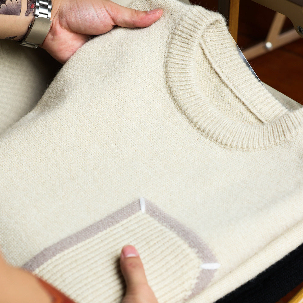 Casual 800g Heavyweight Patchwork Sweater Loose Thick Slouchy Niche Cr