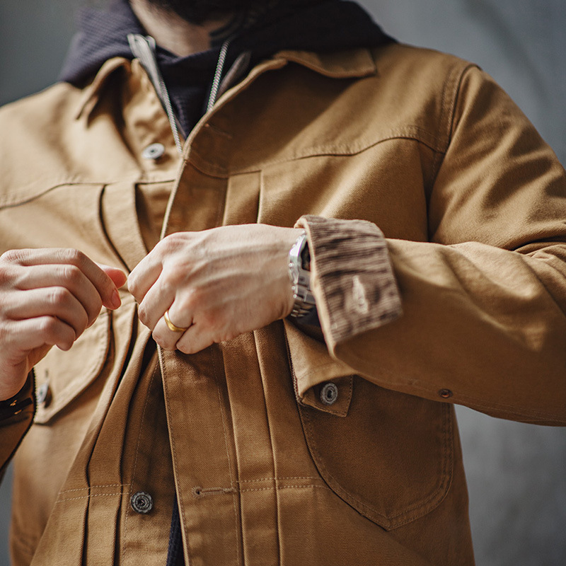 MADEN Vintage Western Ranch Maillard Heavy Canvas Lapel Denim Jacket