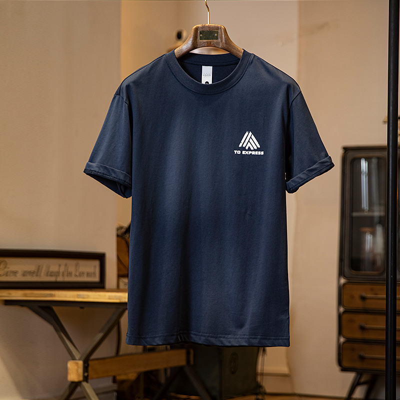 American casual printed men's summer cotton loose round neck short sleeved T-shirt