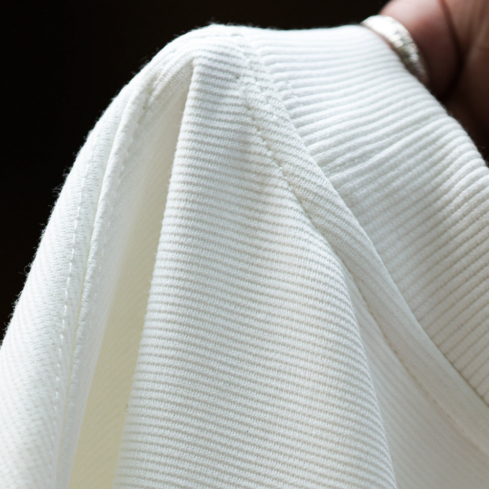 Casual 300g striped texture round neck sweatshirt for men, loose embroidered long sleeved base shirt