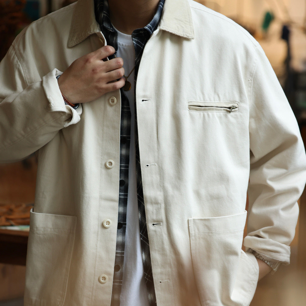 Michigan canvas jacket with two tone collar and washed J97 workwear hunting jacket