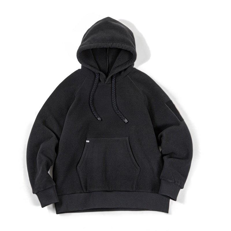 MADEN Casual Heavy Polar Fleece Hooded All-Matching Thickened Fleece Pullover