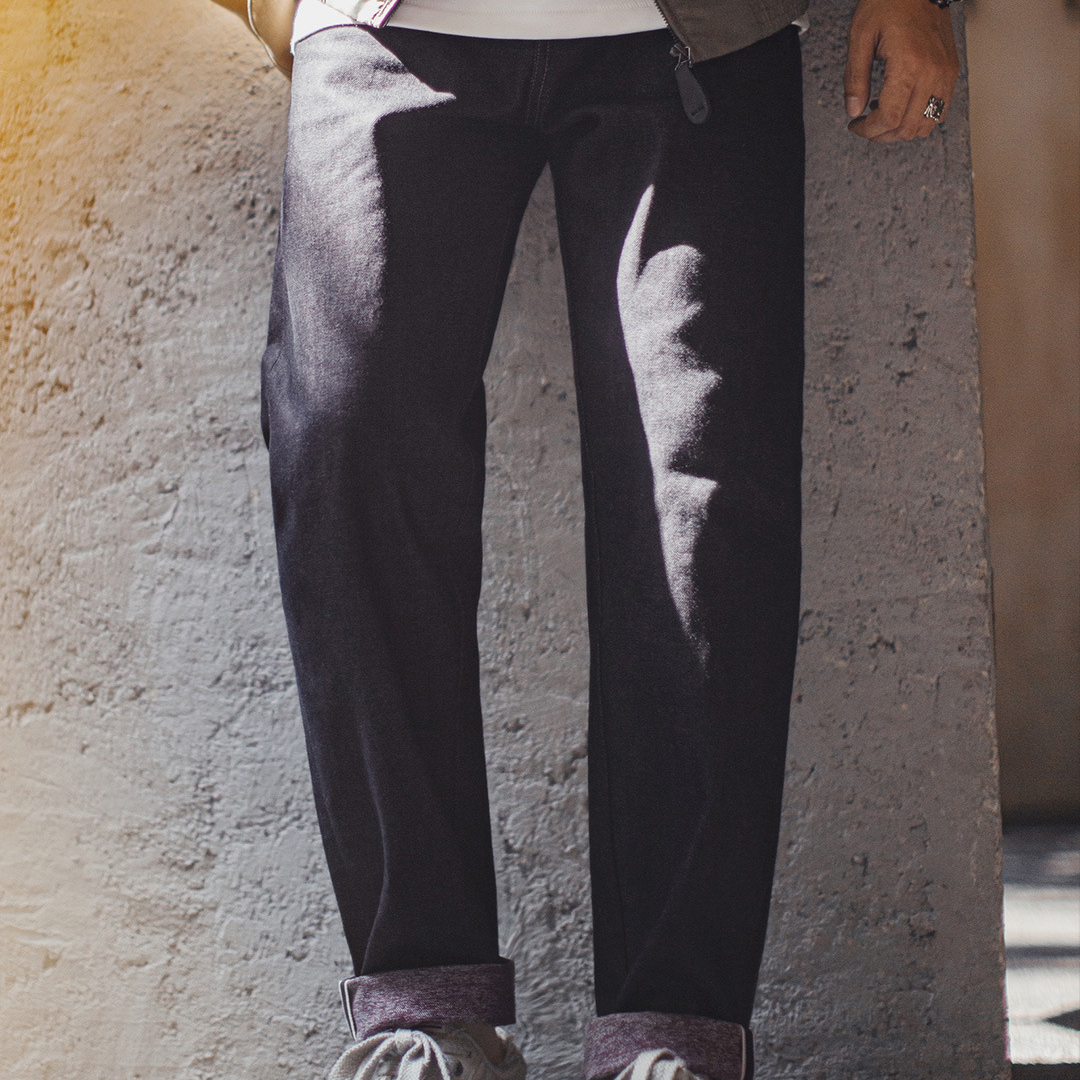 American Retro Micro Tapered Dark Straight Leg Casual Denim Jeans