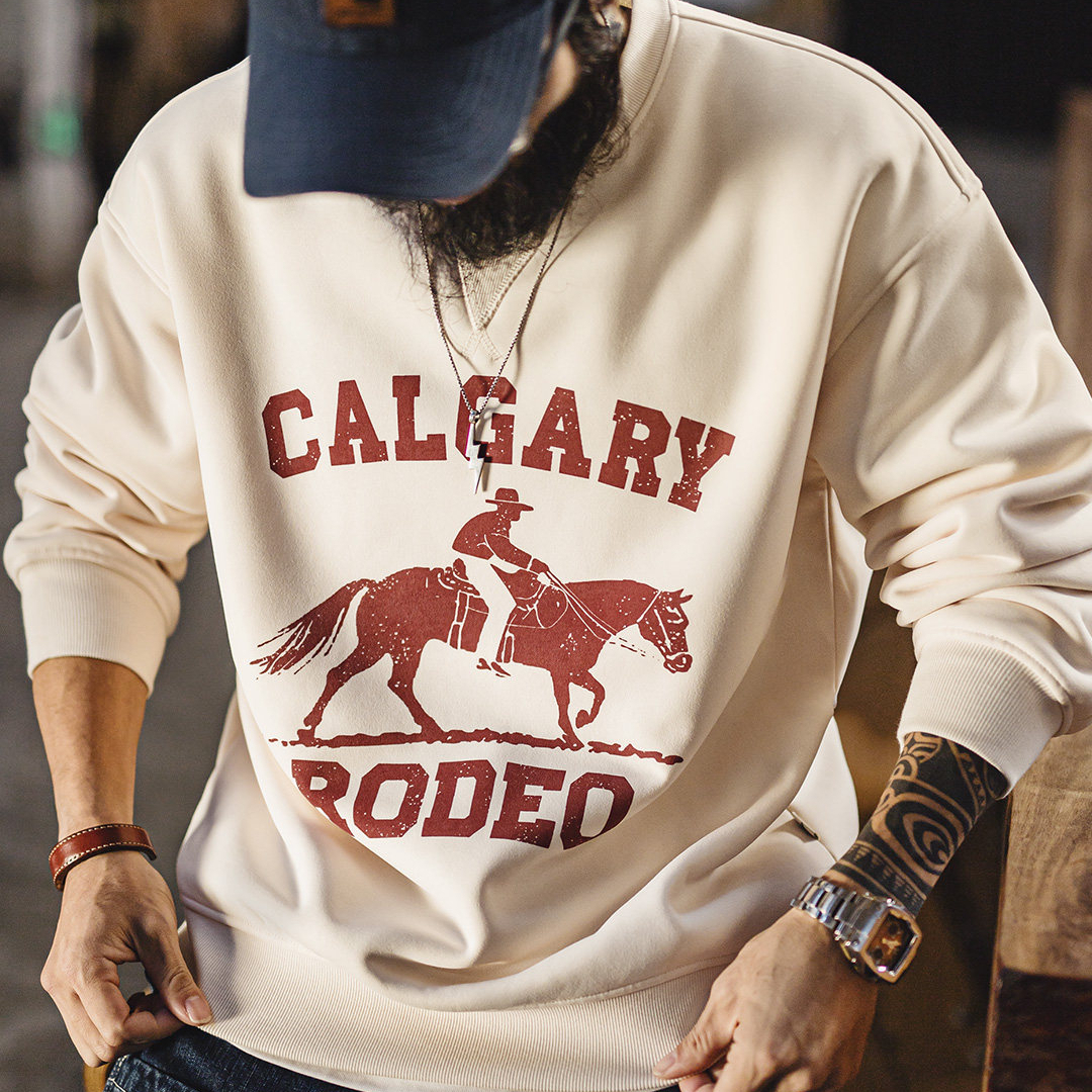 American Year of the Horse limited edition red hoodie with plush printed warm round neck T-shirt