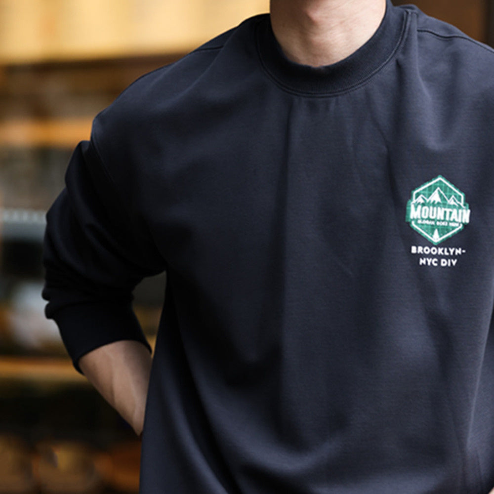 Autumn embroidered printed hoodie men's round neck ins plus size textured hooded long sleeved top