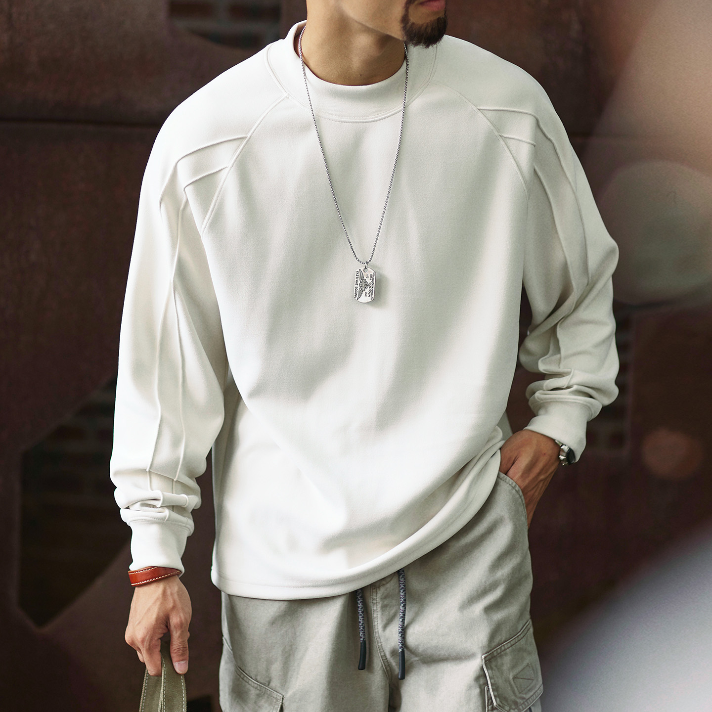 2025 Autumn New 410g Men's Loose Solid Color Long Sleeve Shirt