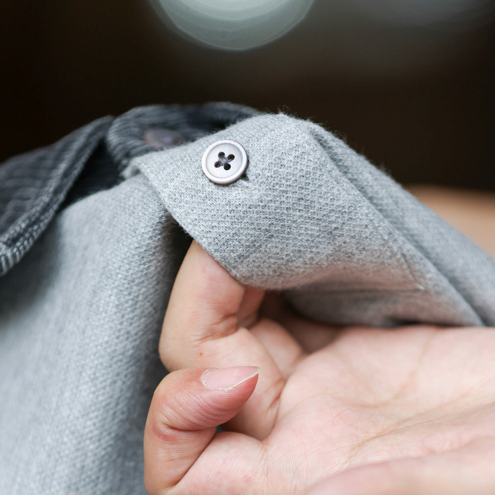 Color blocked collar long sleeved polo shirt men's loose casual sports collar knitted T-shirt sweatshirt