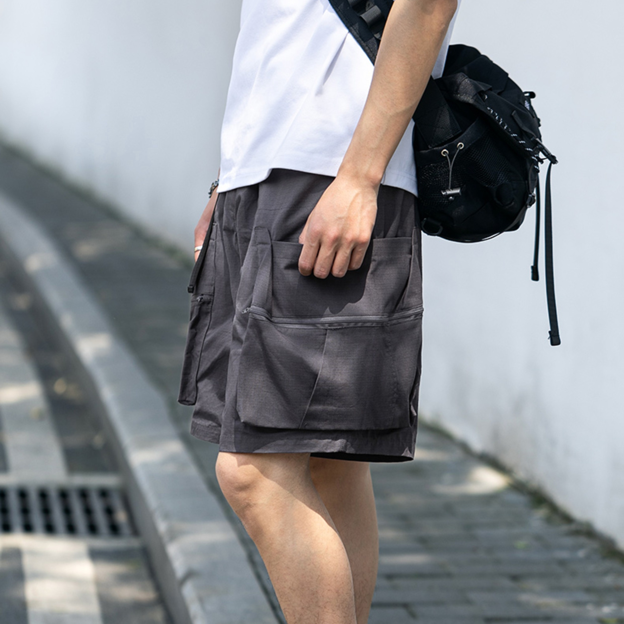 American retro thin style wasteland style large pocket workwear shorts