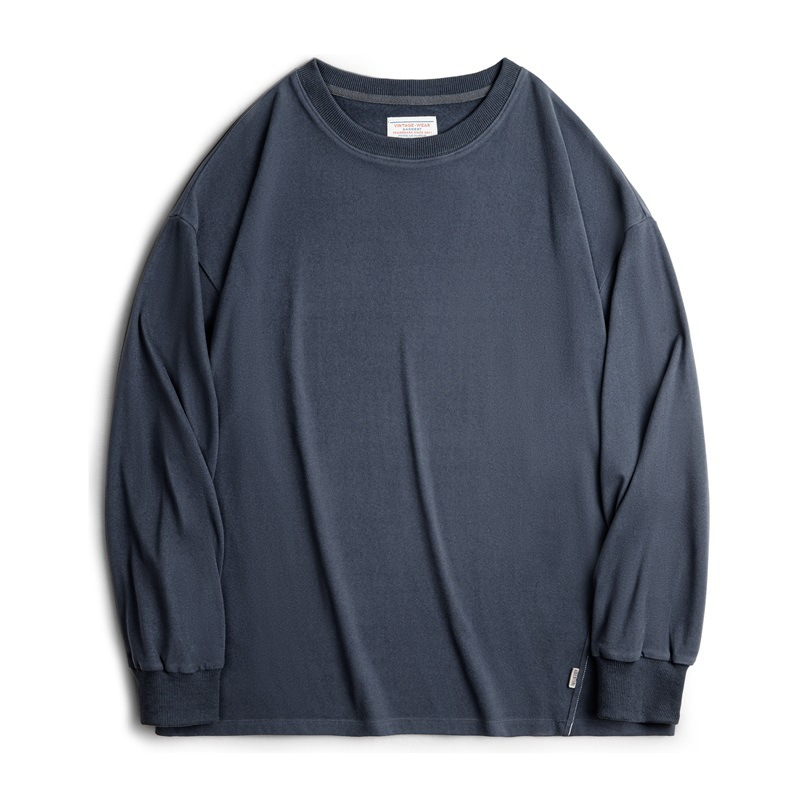 Maden double-sided brushed imitation German velvet long sleeved T-shirt basic loose round neck warm top