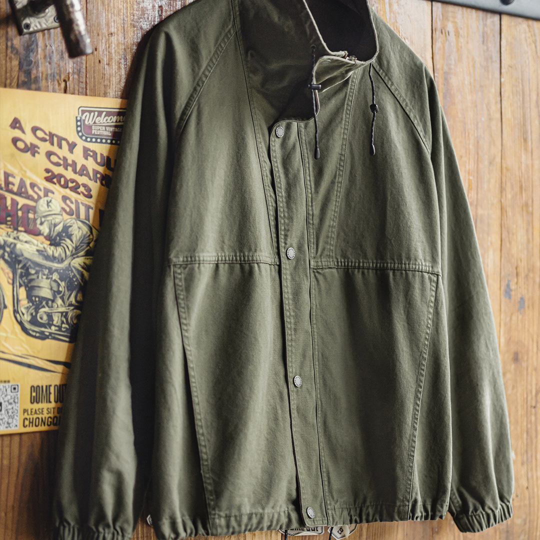 American Retro Stand Up Collar M65 Windproof Silhouette Military Green Vintage Jacket