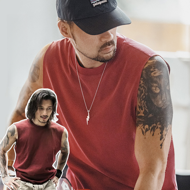 Maden Vintage Tough Guy Old Tank Top Pure Cotton Sports and Fitness Backing Sweetheart Sleeveless T-shirt