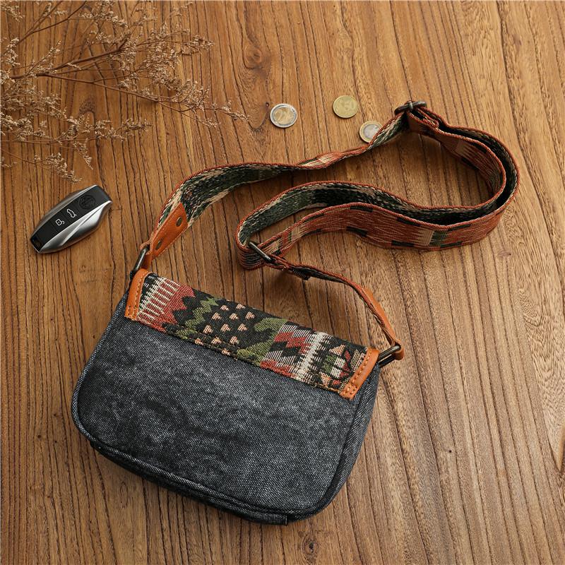 Retro Ethnic Style Embroidered Special-Interest Design Crossbody Canvas Bag