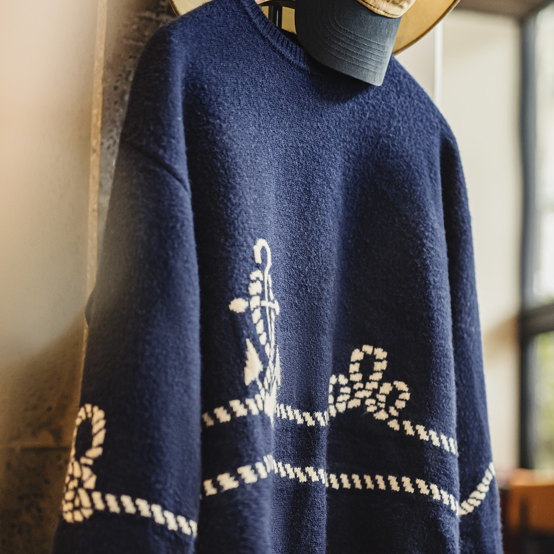American-style Casual Navy Blue Pullover Knitted Inner Sweater