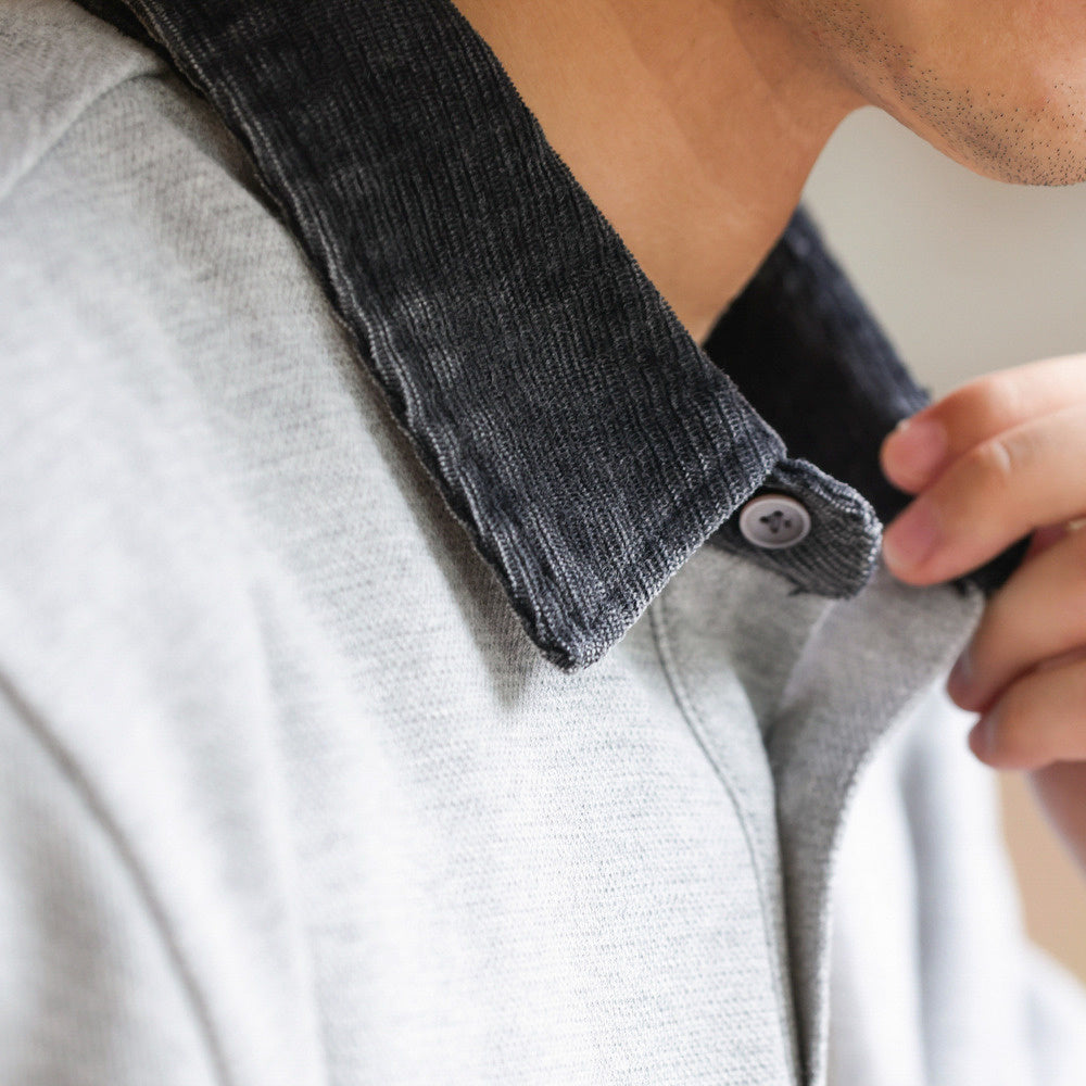 Color blocked collar long sleeved polo shirt men's loose casual sports collar knitted T-shirt sweatshirt