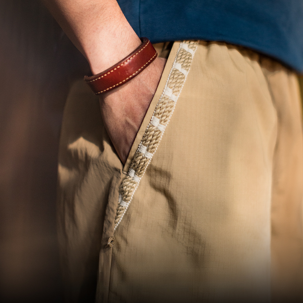 Summer mountain style men's thin quick drying large pocket straight tube khaki shorts