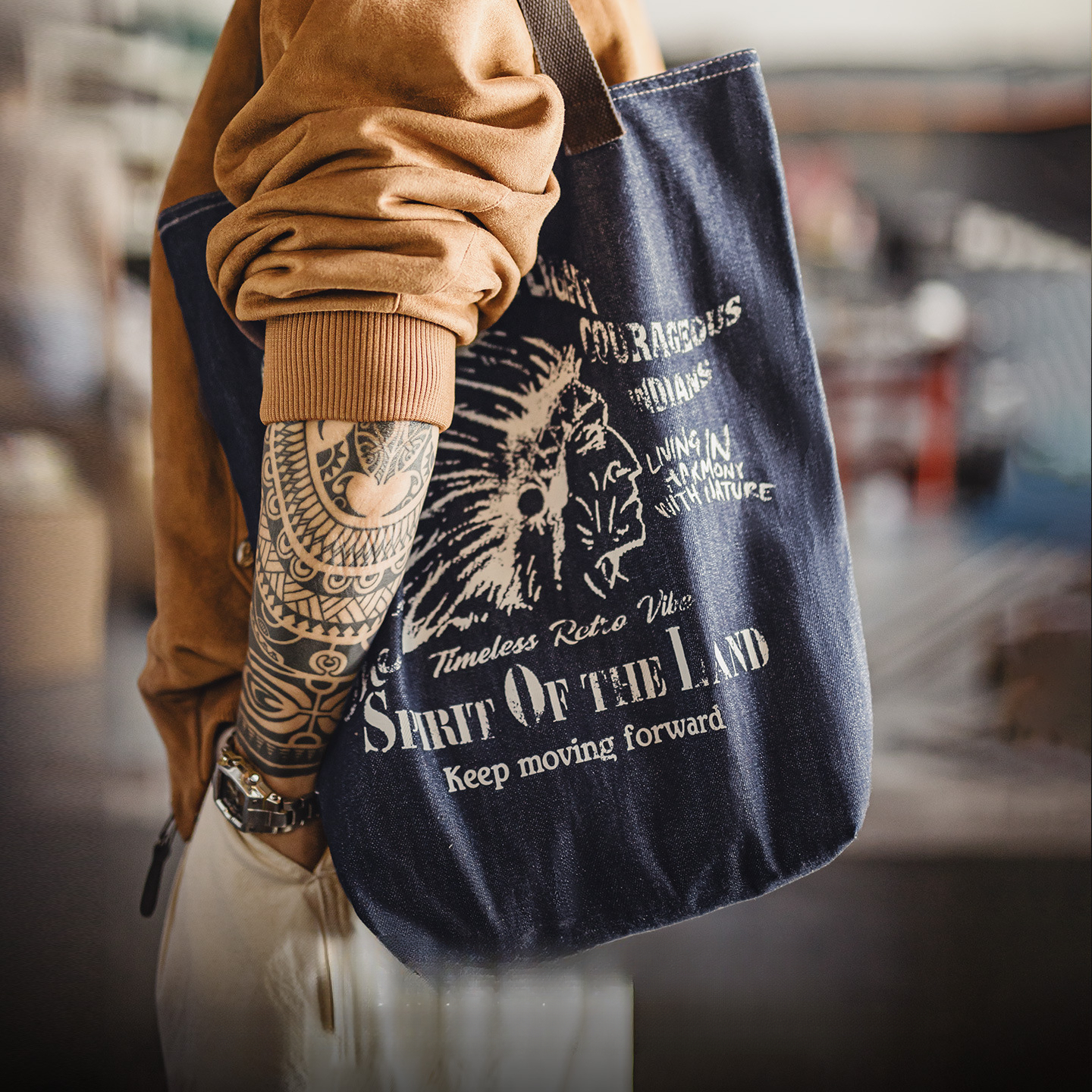 American Retro Denim Large Capacity Commuting Shoulder Bag For Making Old Handbags