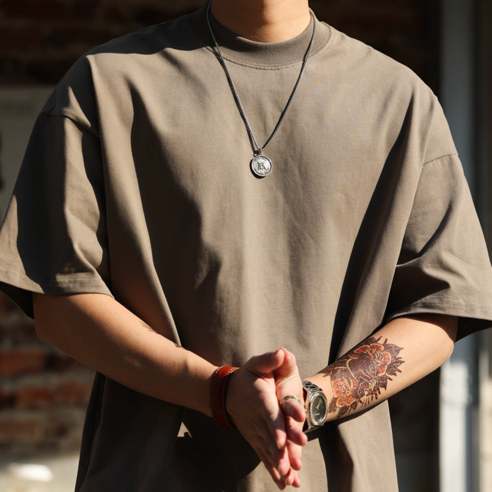 American style 230g men's loose casual wrinkle resistant short sleeved T-shirt