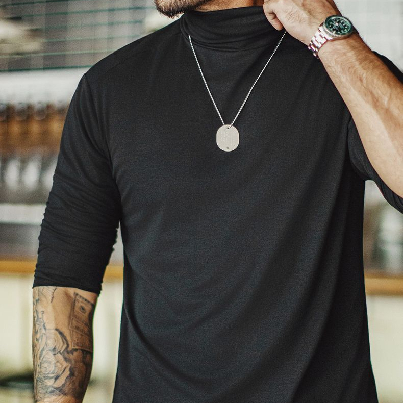 Old Money Style Men's Casual Antibacterial Half High Collar Warm Long Sleeve T-shirt