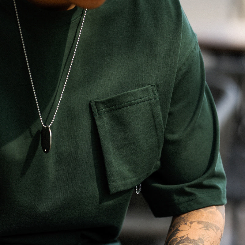 American casual pocket men's 260G round neck outdoor T-shirt