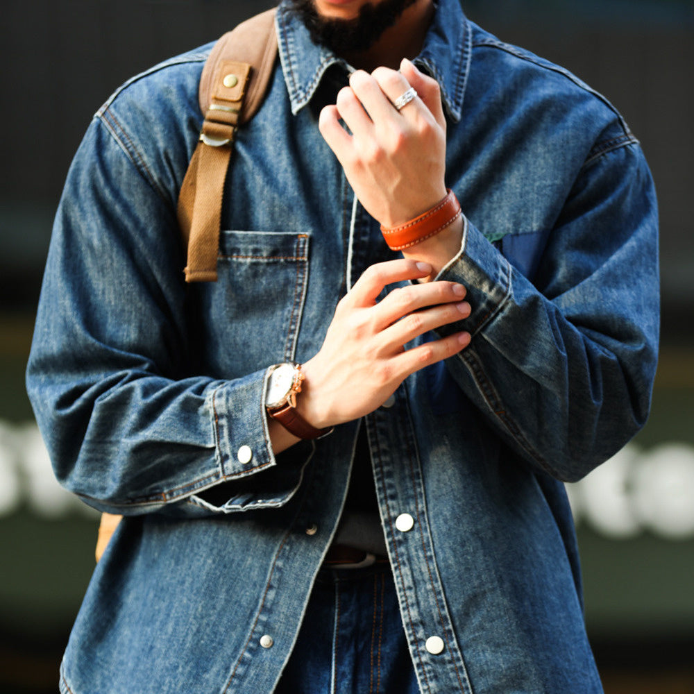 Sailuo Textile Denim Outdoor Color Contrast Splicing Pocket workwear Shirt Jacket