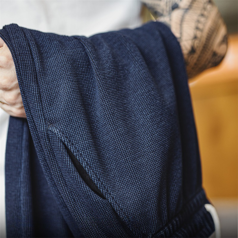 Maden retro knitted drape waffle guard pants with texture and loose straight leg casual pants