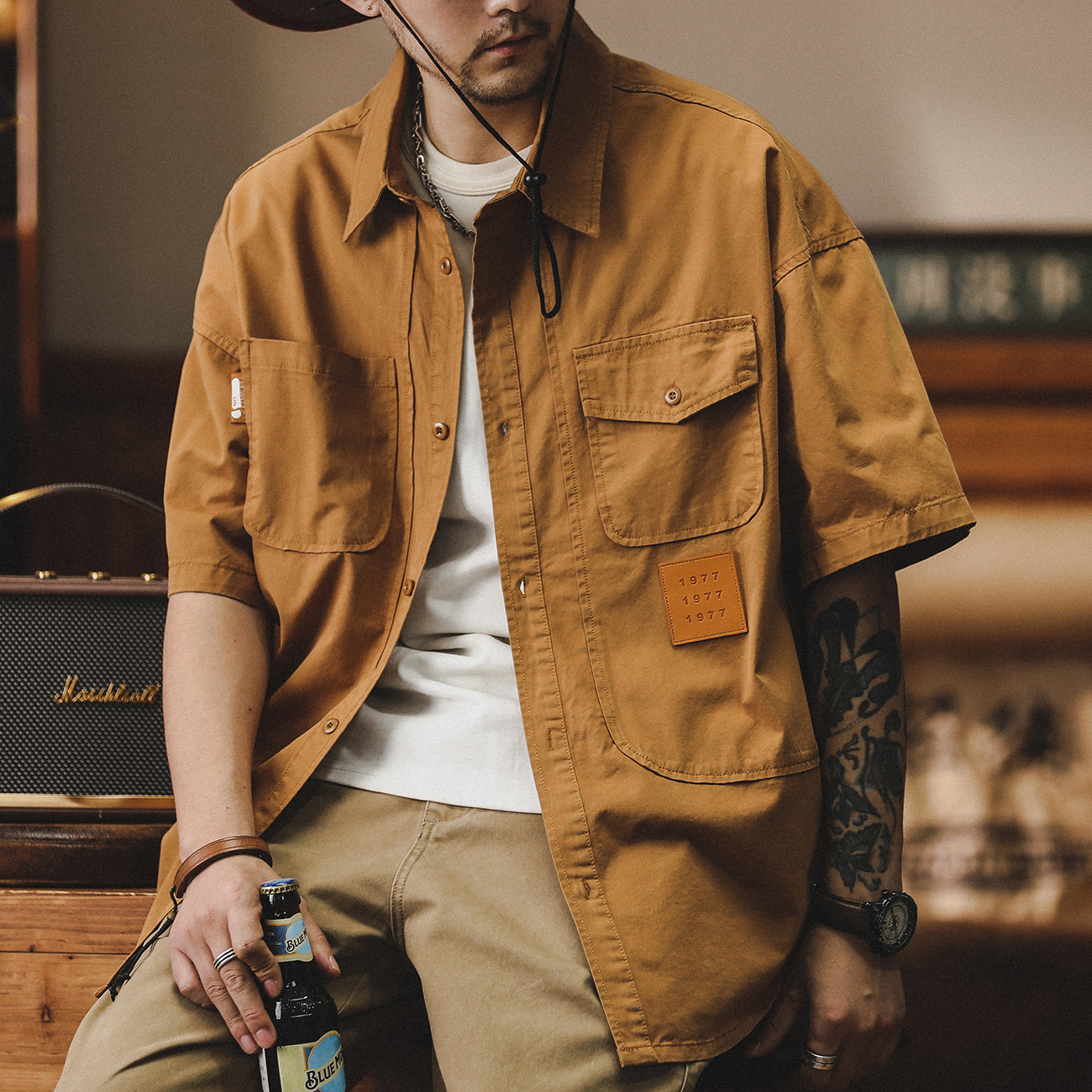 American Retro Men'S Summer Loose Heavy Casual Workwear Jacket