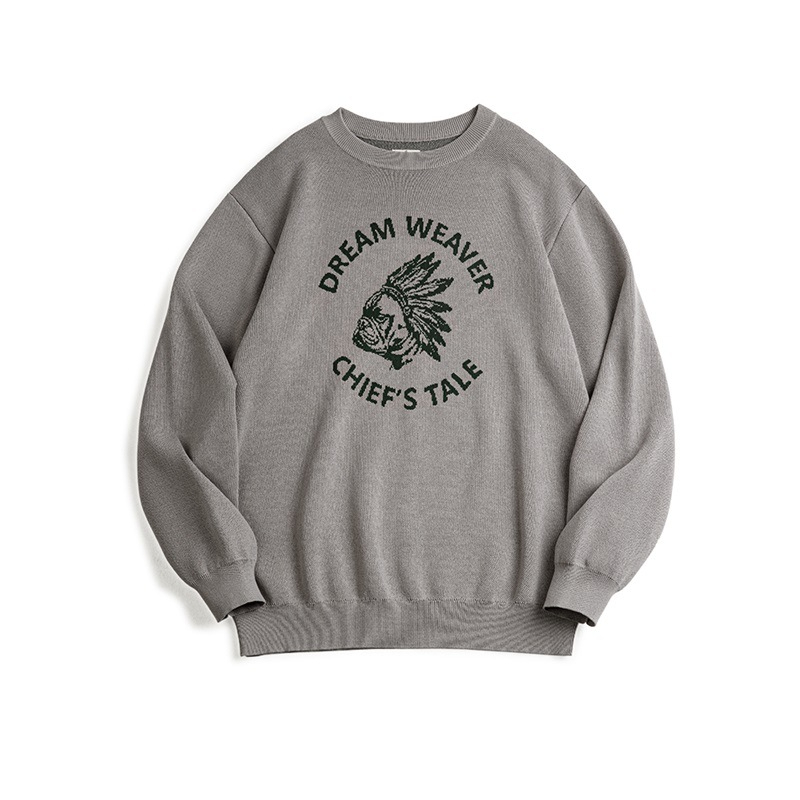 Maden Vintage Faux Linen Letter Clashing Sweater Ami Clicker Pullover Crew Neck Knit Sweater