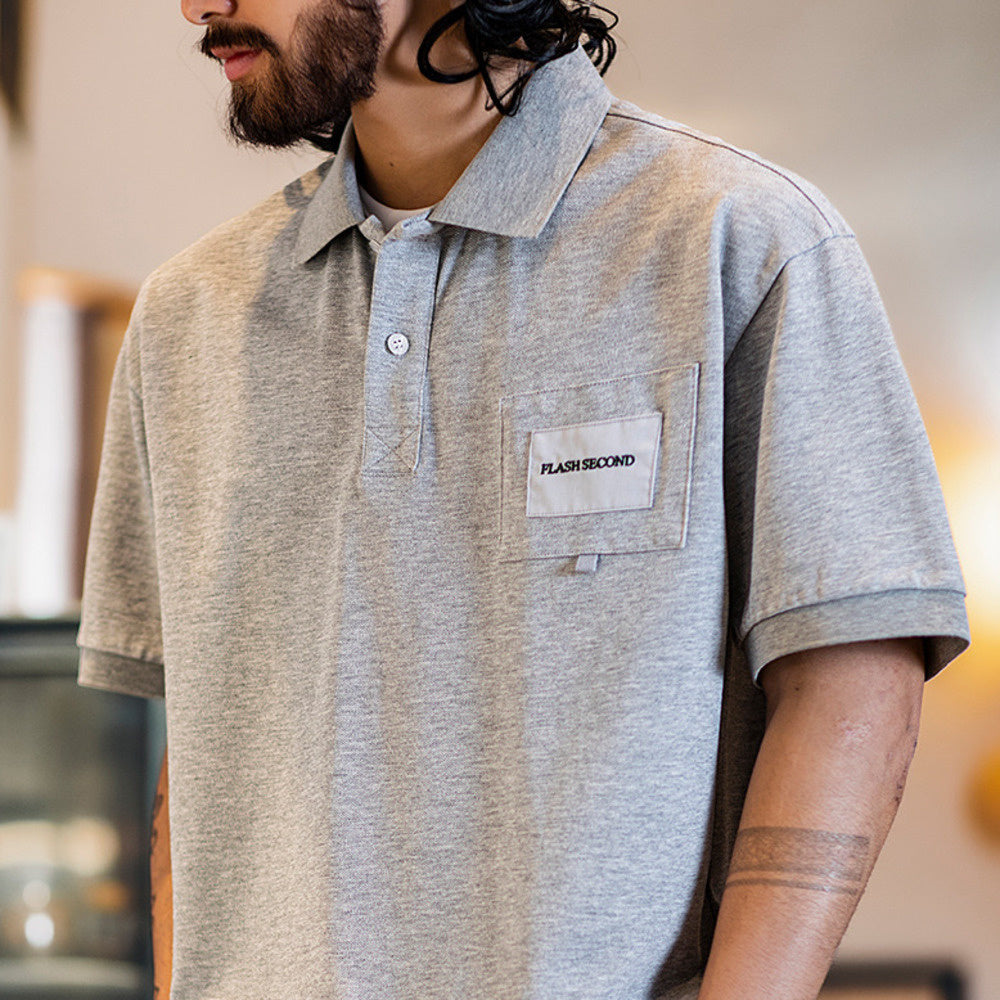 American retro pure cotton men's summer new loose collared polo shirt