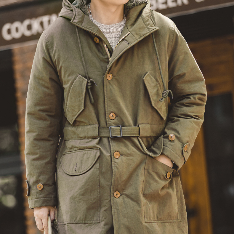 American Retro M47 Heavy-Duty Hooded Warm Mid Length Cotton Jacket