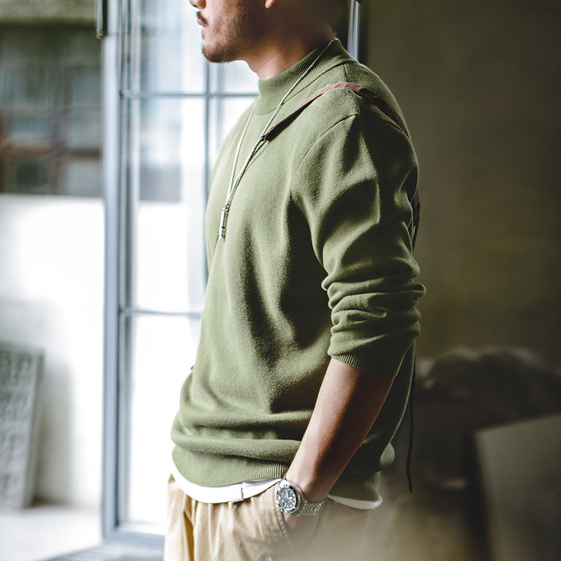 MADEN Casual Basic Style Mock Neck Sweater Thermal Head Cover Knitted Bottoming Shirt