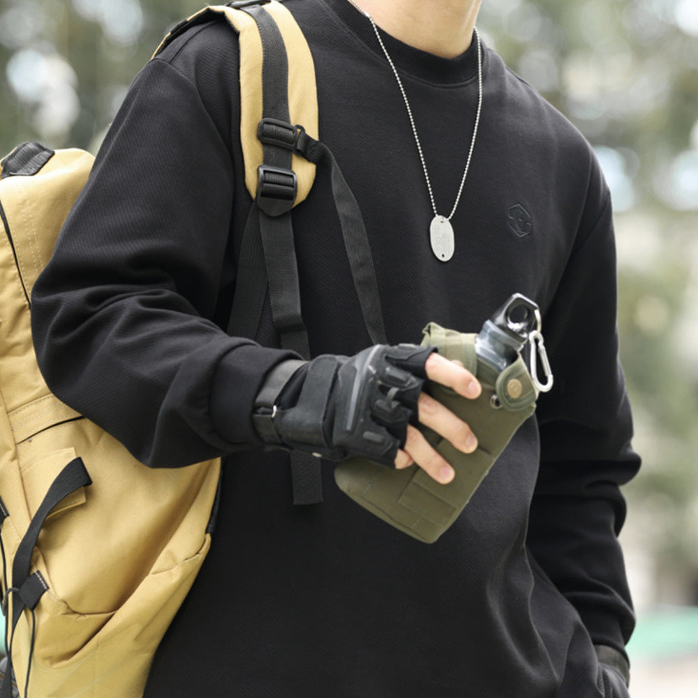 Casual 320g diagonal sweatshirt men's loose embroidered wrinkle resistant texture long sleeved T-shirt