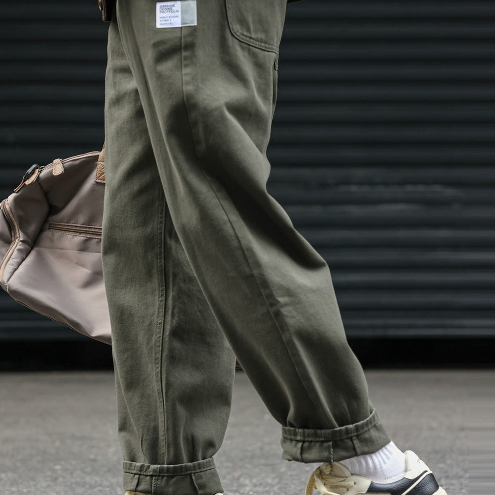 Japanese retro sports drape men's loose Vibe straight leg pants