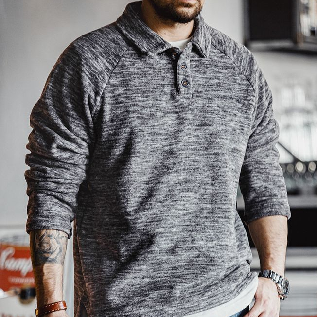 Madden Casual Half Placket Rocker Floral Yarn Sweatshirt Loose Placket Sleeve Pullover Top