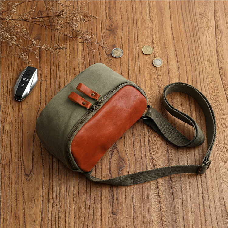 Simple retro street casual large capacity canvas crossbody bag