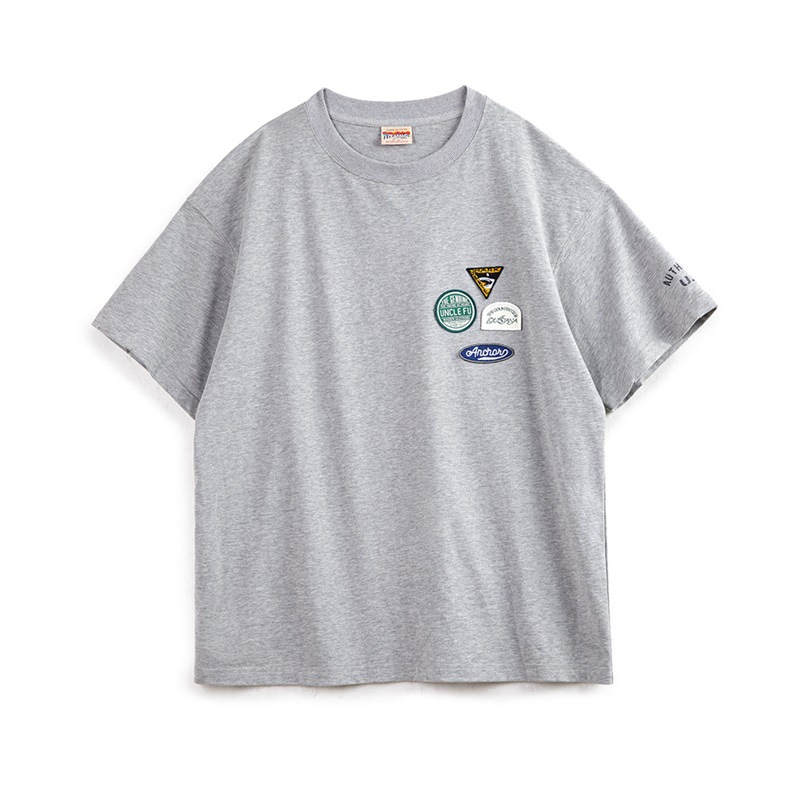 Maden casual embroidered badge design with pure cotton round neck and quarter sleeves Tee