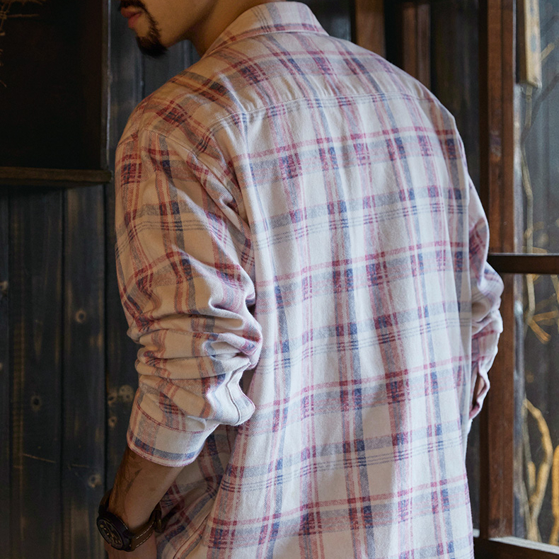 Lyocell Light Pink Men'S 2025 Autumn New Washed Plaid Shirt