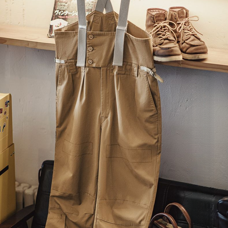 American Amikaji Retro Loose BF Straight Strap Pants Casual Strap Long Pants