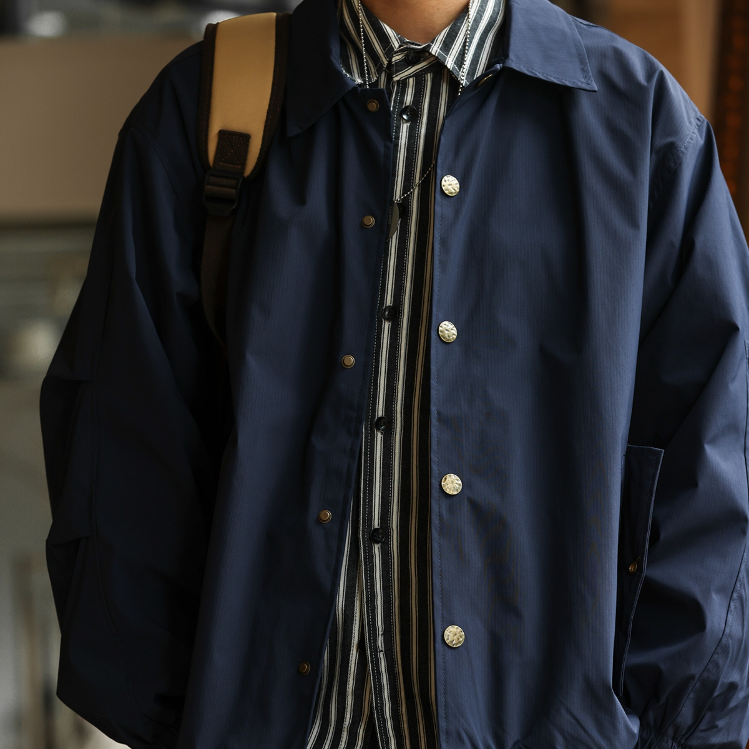 Japanese Retro Men'S Cleanfit Loose Thin Casual Lapel Coach Jacket