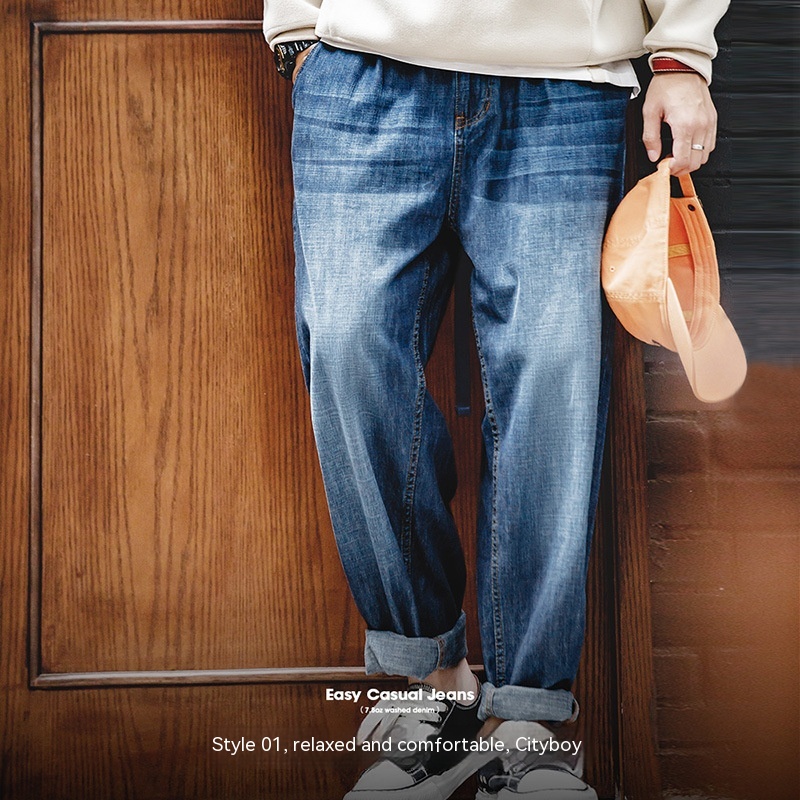 Maden Denim Wash Cat Beard Loose Straight Leg Jeans