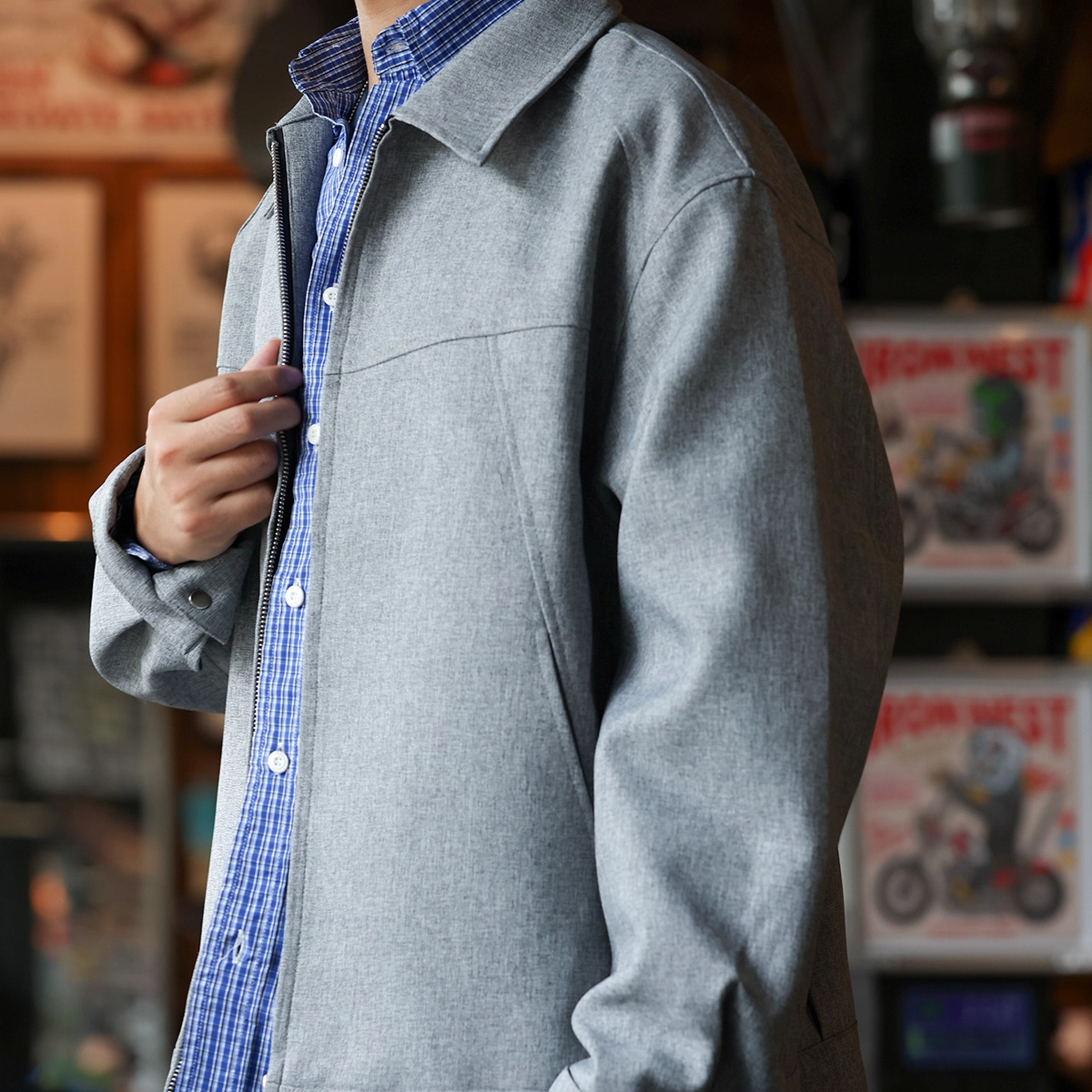 American Casual Gray Men's Short Clean Fit Commuter Collar Executive Jacket