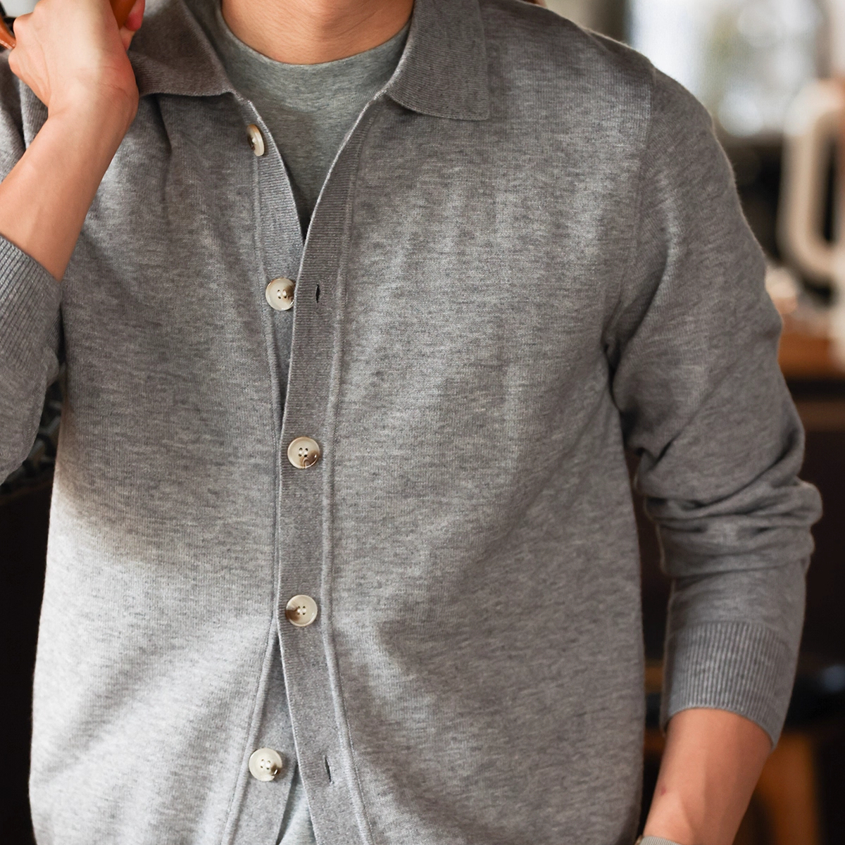 American Casual Knitted Cardigan Men's 12 Needle Single Breasted Lapel Thin Sweater Jacket