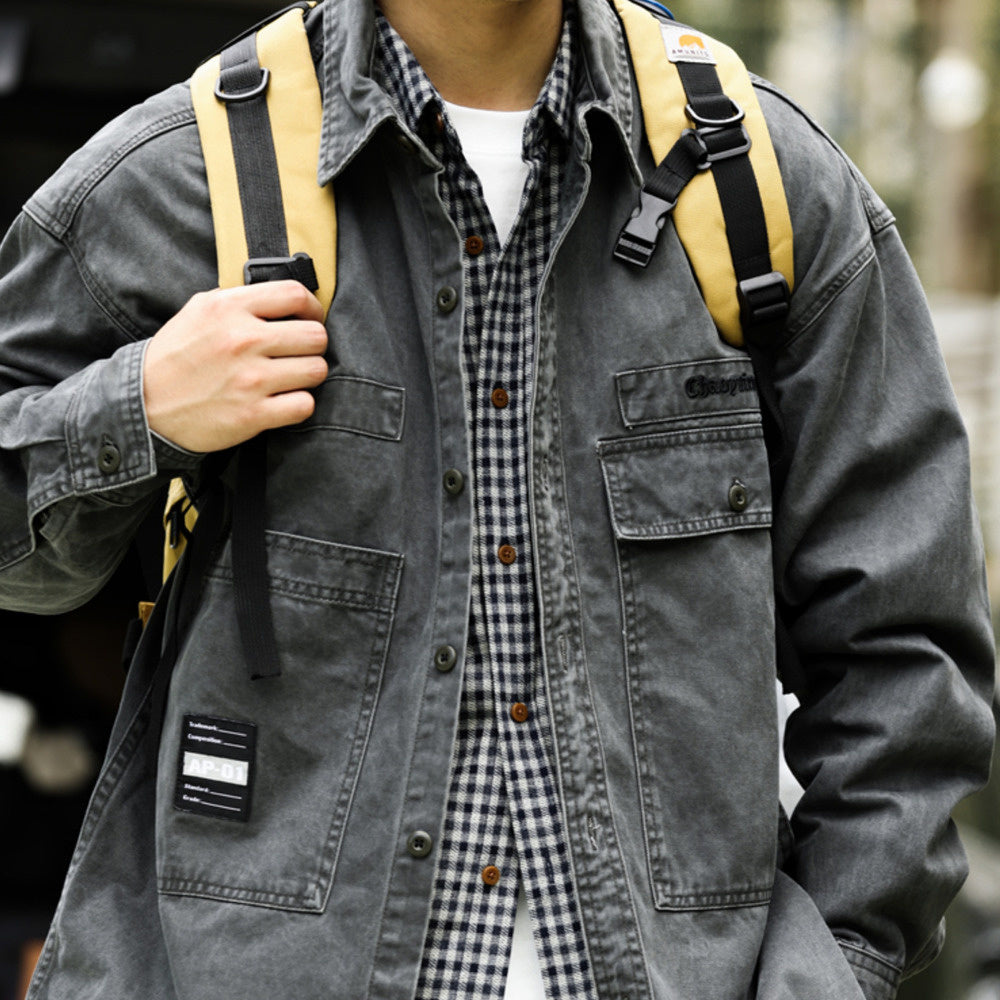 Hardcore canvas workwear shirt jacket, pure cotton brushed hunting coat