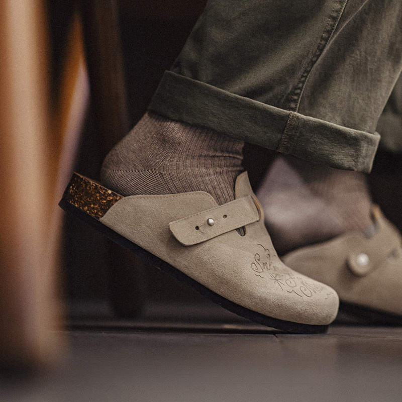 Maden Illustrated Bockenmuller Shoes Half Trailed Thick Sole Outerwear Fishing Flat Bottom Baotou Cool Slippers