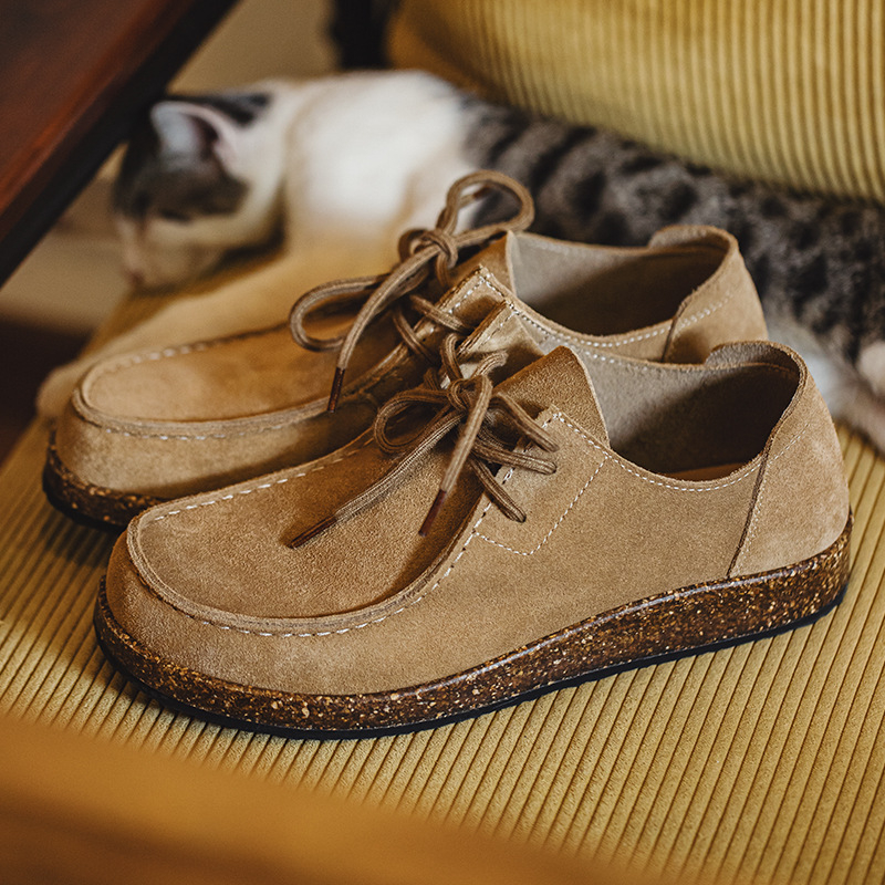 Maden Muller kangaroo shoes retro one foot casual versatile leather shoes thick soled cowhide workwear shoes