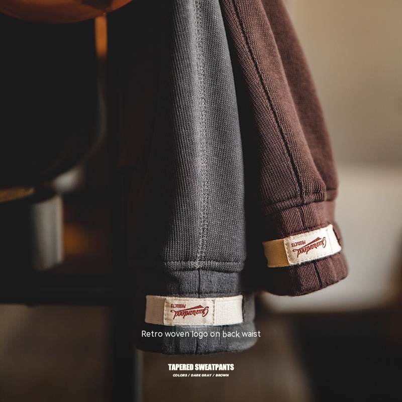 Maden Vintage drawstring elastic waistband knitted sanitary pants tapered pants sports pants